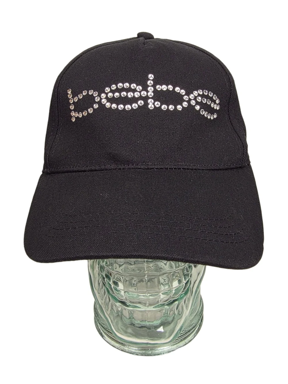 Bebe Black Baseball Cap Hat Rhinestone Crystal Logo Spellout Adjustable Y2K